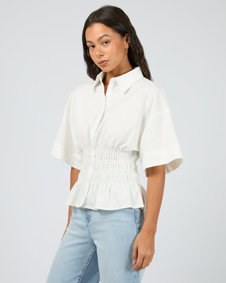 Timeless Shirred Top White