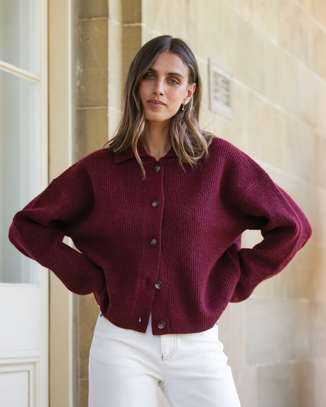 Nantucket Knit Cardi Burgundy
