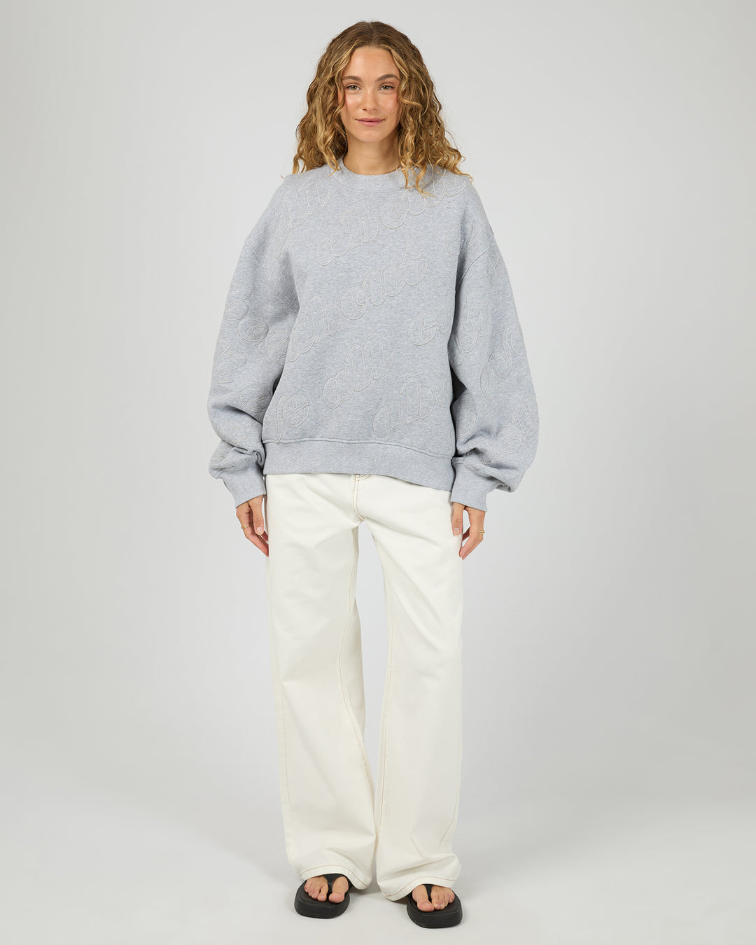 Serif Oversized Box Crew Grey Marle