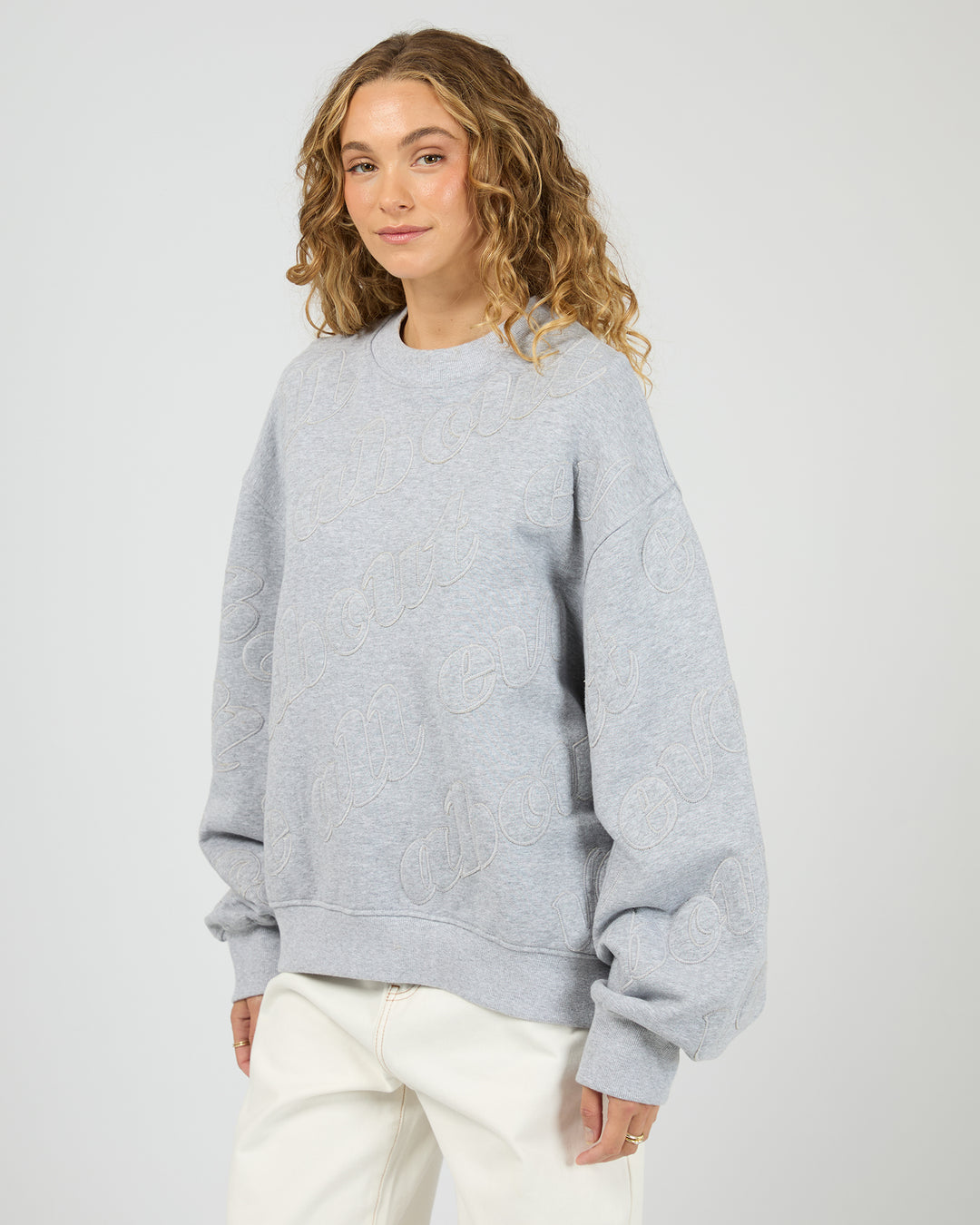 Serif Oversized Box Crew Grey Marle