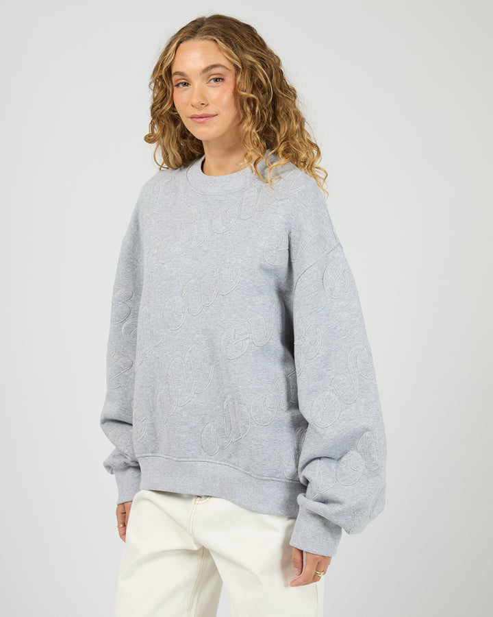 Serif Oversized Box Crew Grey Marle