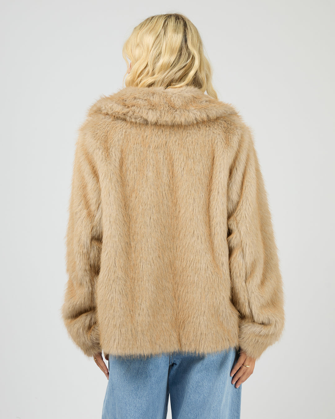 Sable Faux Fur Zip Coat Multicoloured