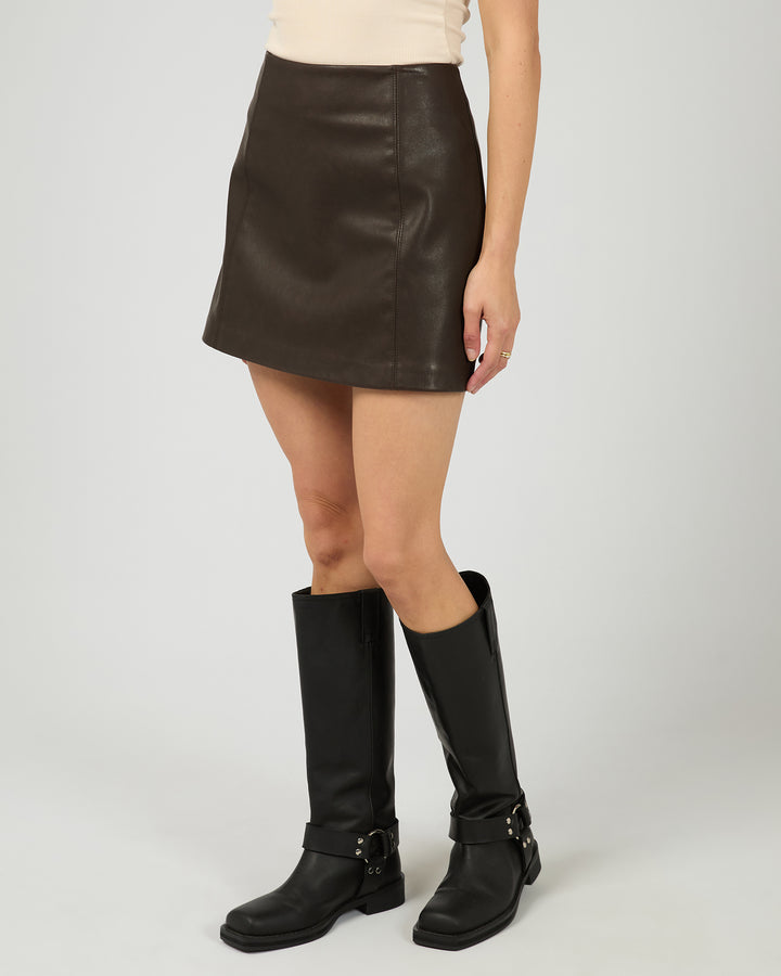 Moss Pu Skirt Brown
