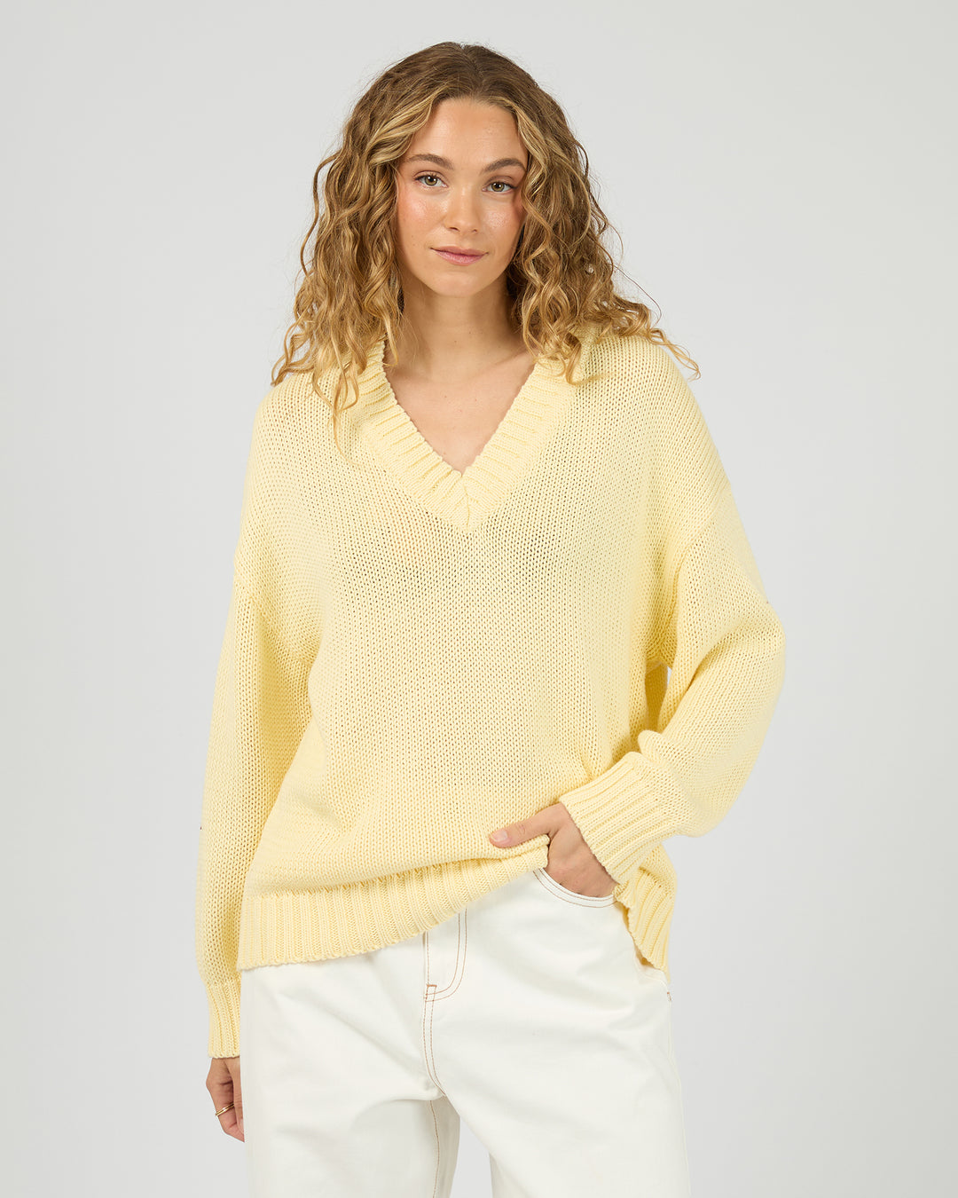 Cosy V Neck Knit Yellow