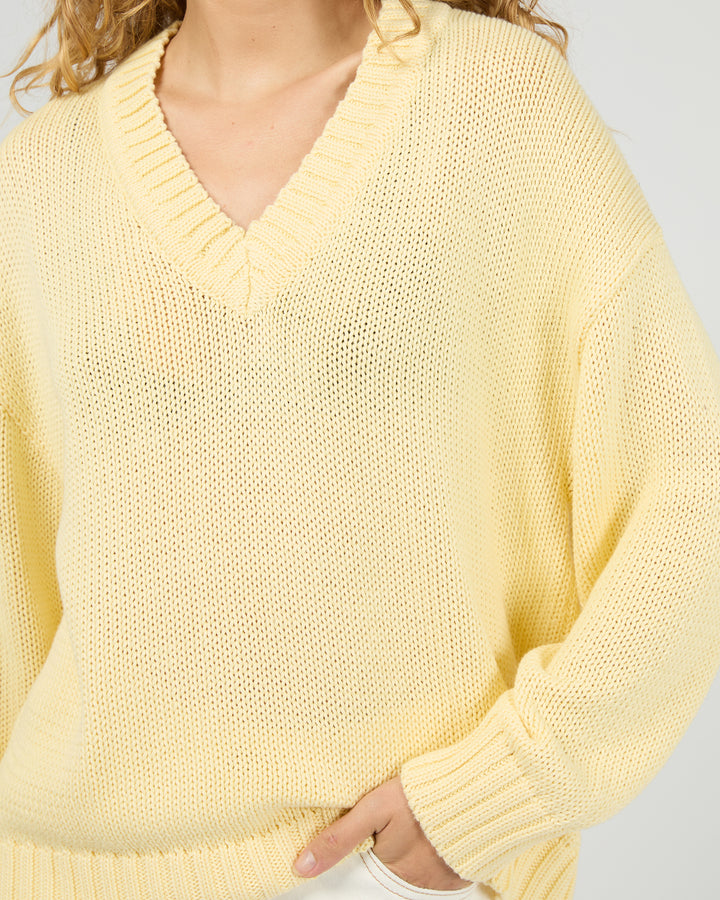 Cosy V Neck Knit Yellow