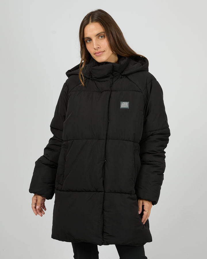 Elevate Long Puffer Jacket Black