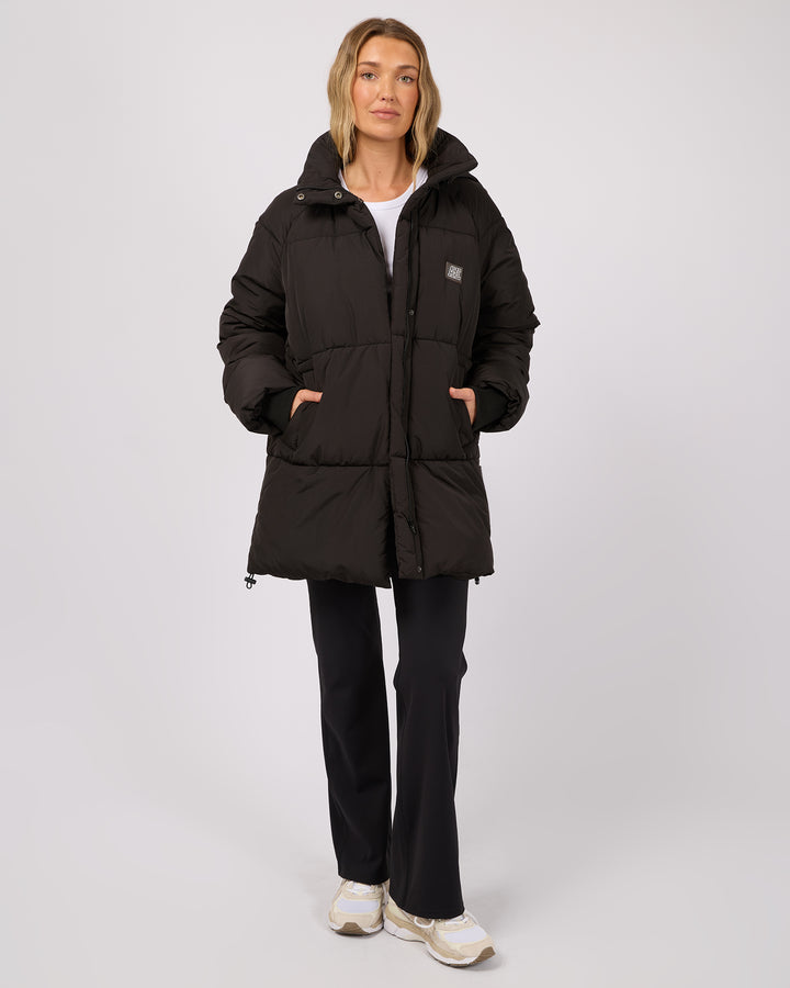 Elevate Long Puffer Jacket Black