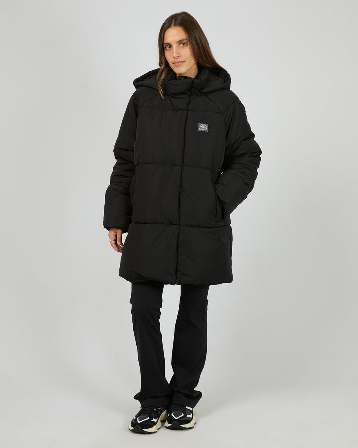 Elevate Long Puffer Jacket Black