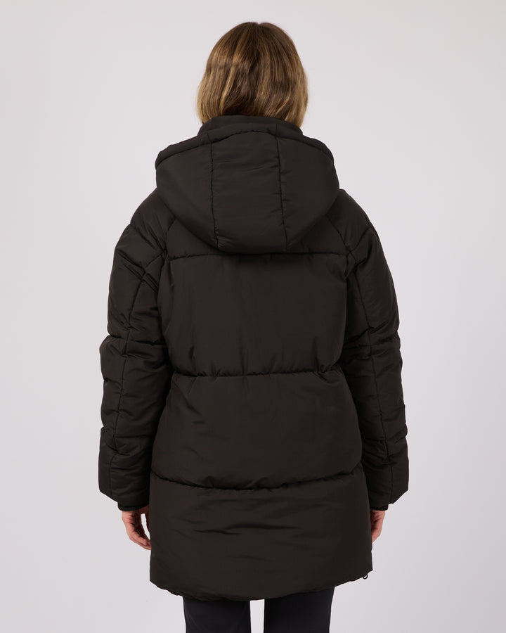 Elevate Long Puffer Jacket Black