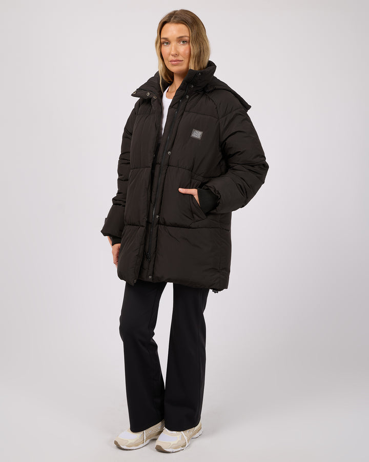 Elevate Long Puffer Jacket Black