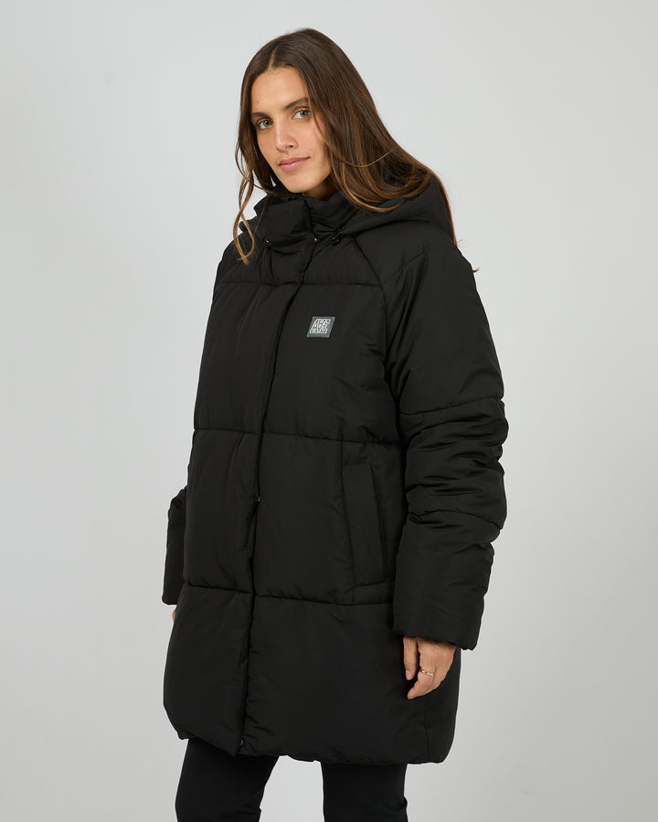 Elevate Long Puffer Jacket Black