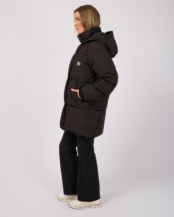 Elevate Long Puffer Jacket Black