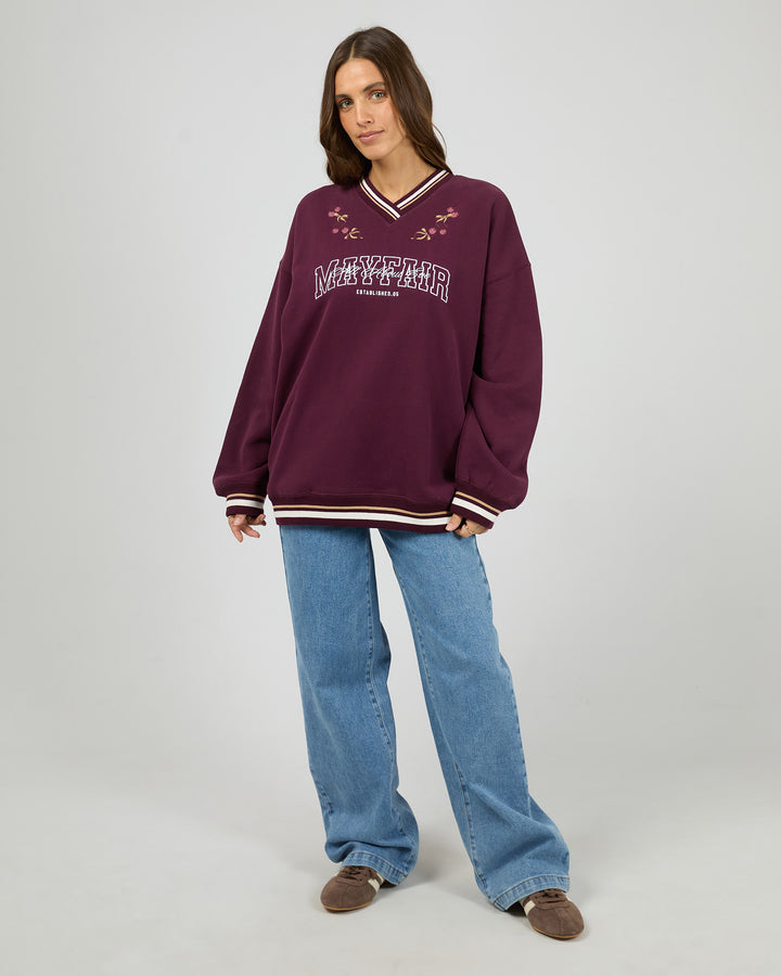 Mayfair V-Neck Relaxed Crew Wine