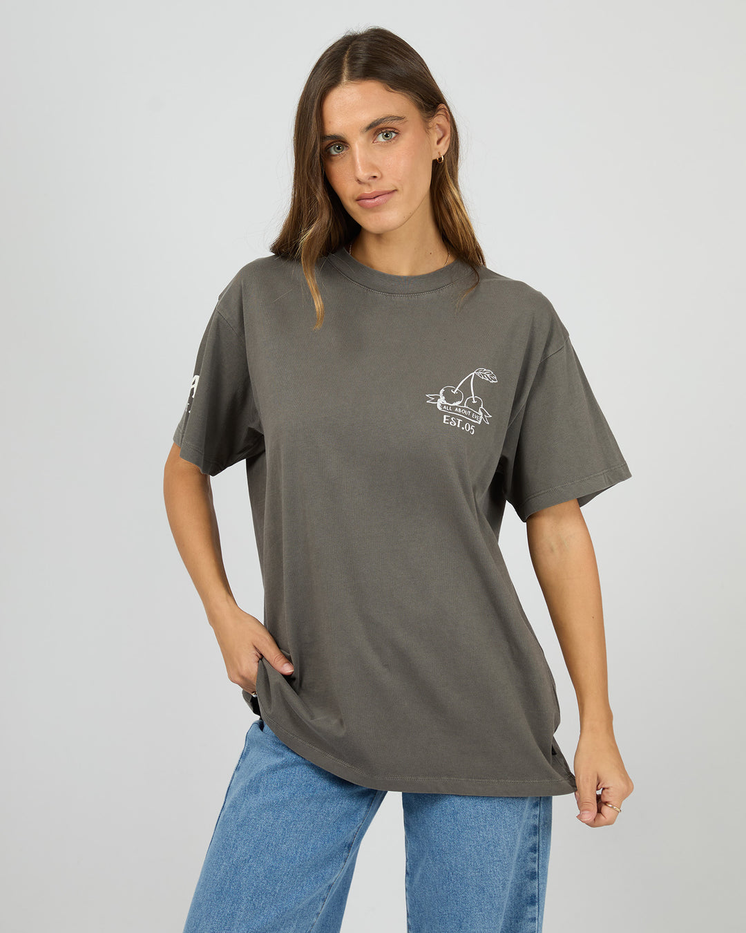 Cherry Pie Relaxed Tee Charcoal