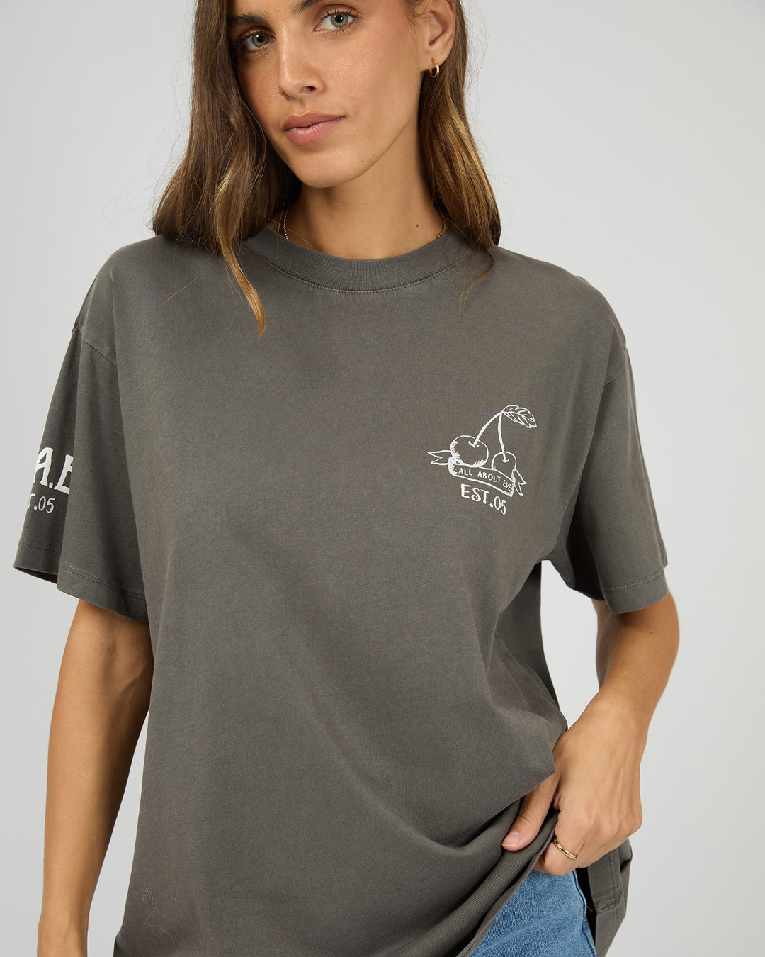 Cherry Pie Relaxed Tee Charcoal