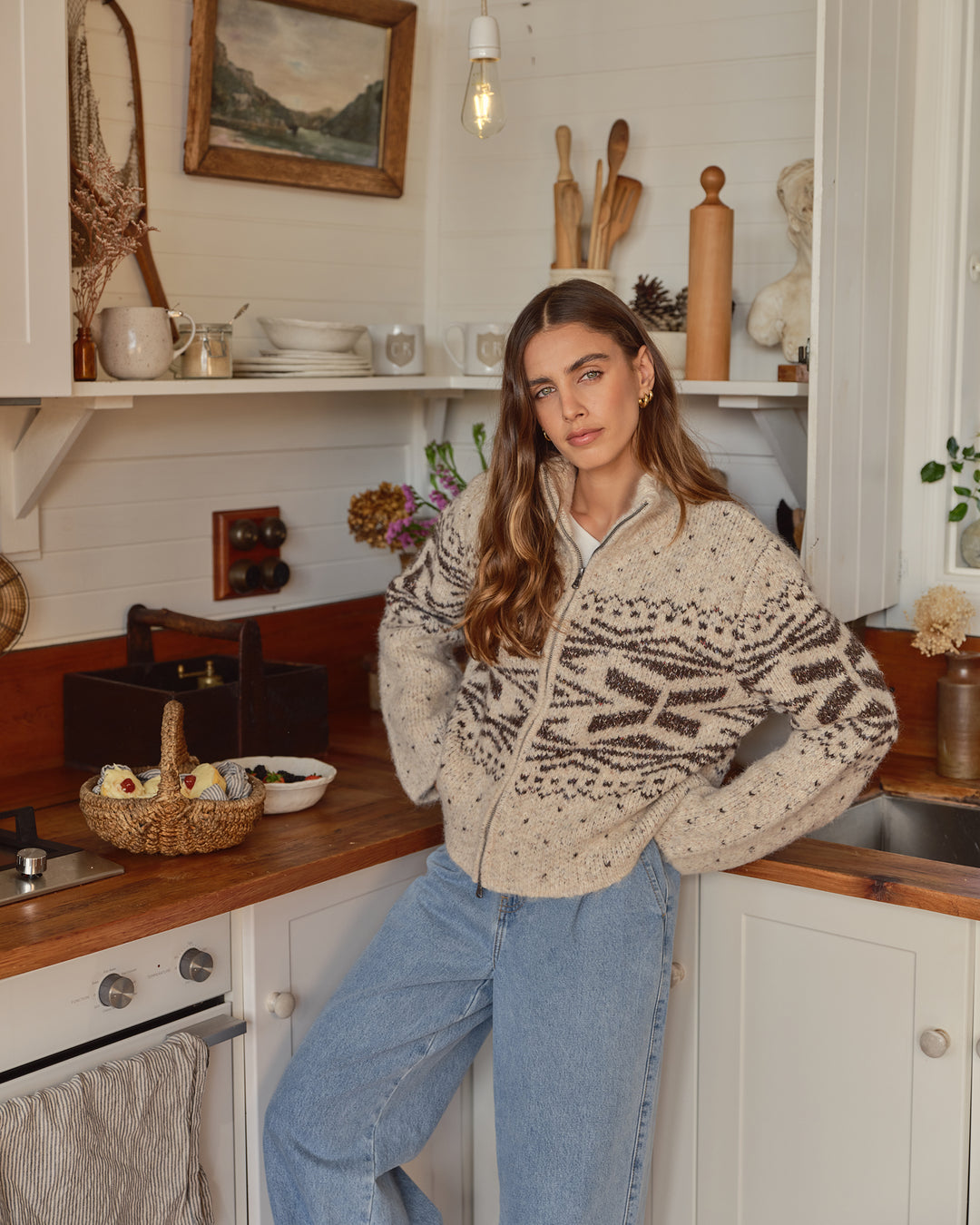Zoe Knit Zip Thru Oat