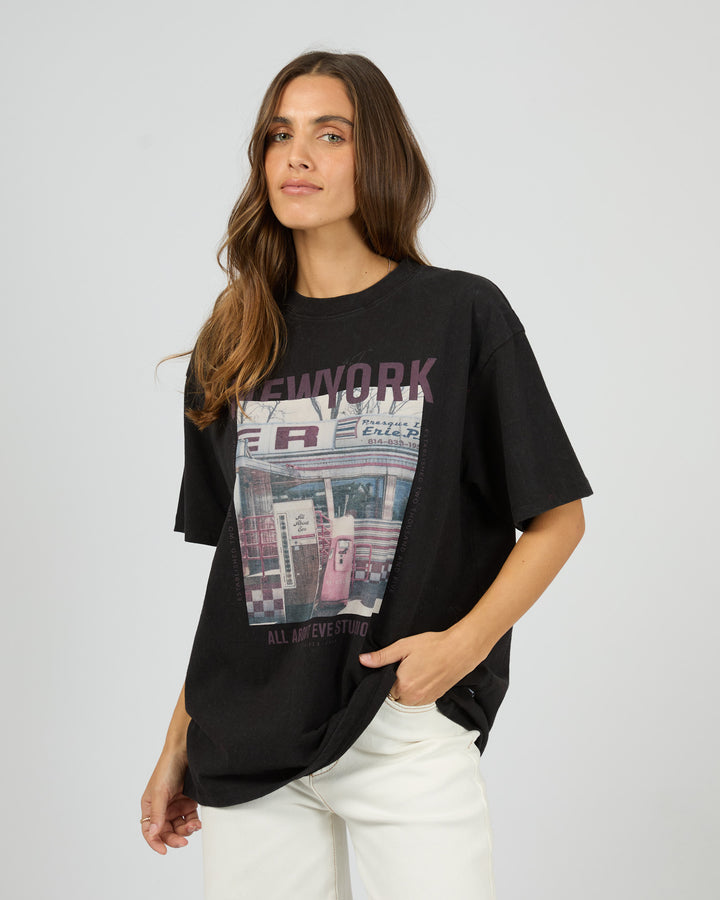 New York Diner Relaxed Tee Washed Black