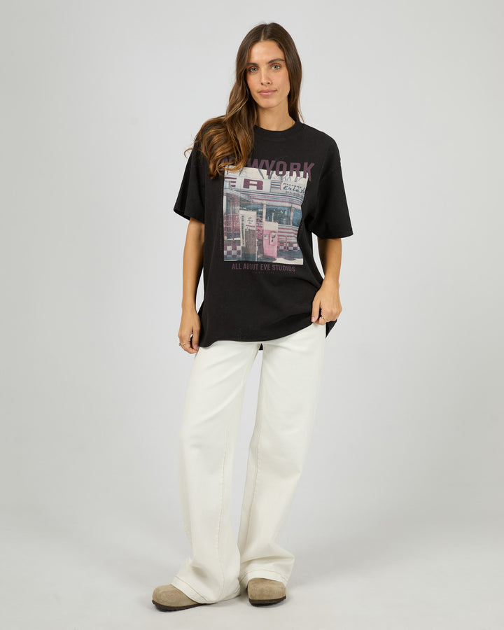 New York Diner Relaxed Tee Washed Black