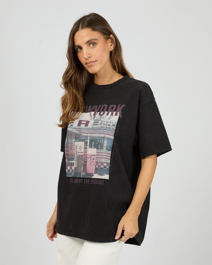 New York Diner Relaxed Tee Washed Black