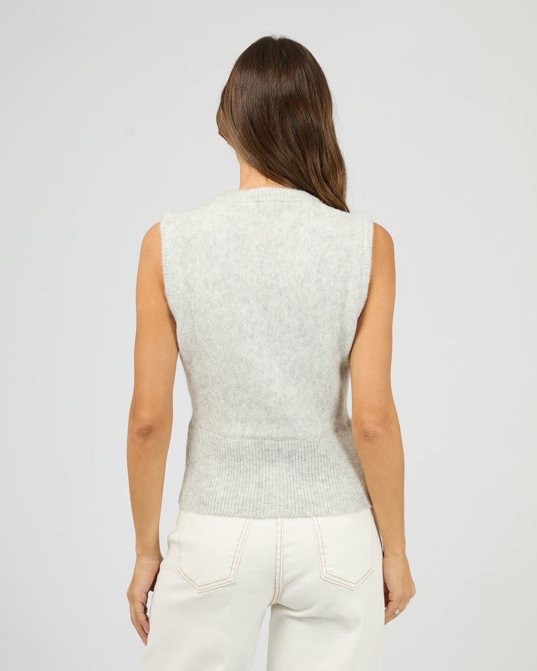 Nelly Knit Vest Snow Marle