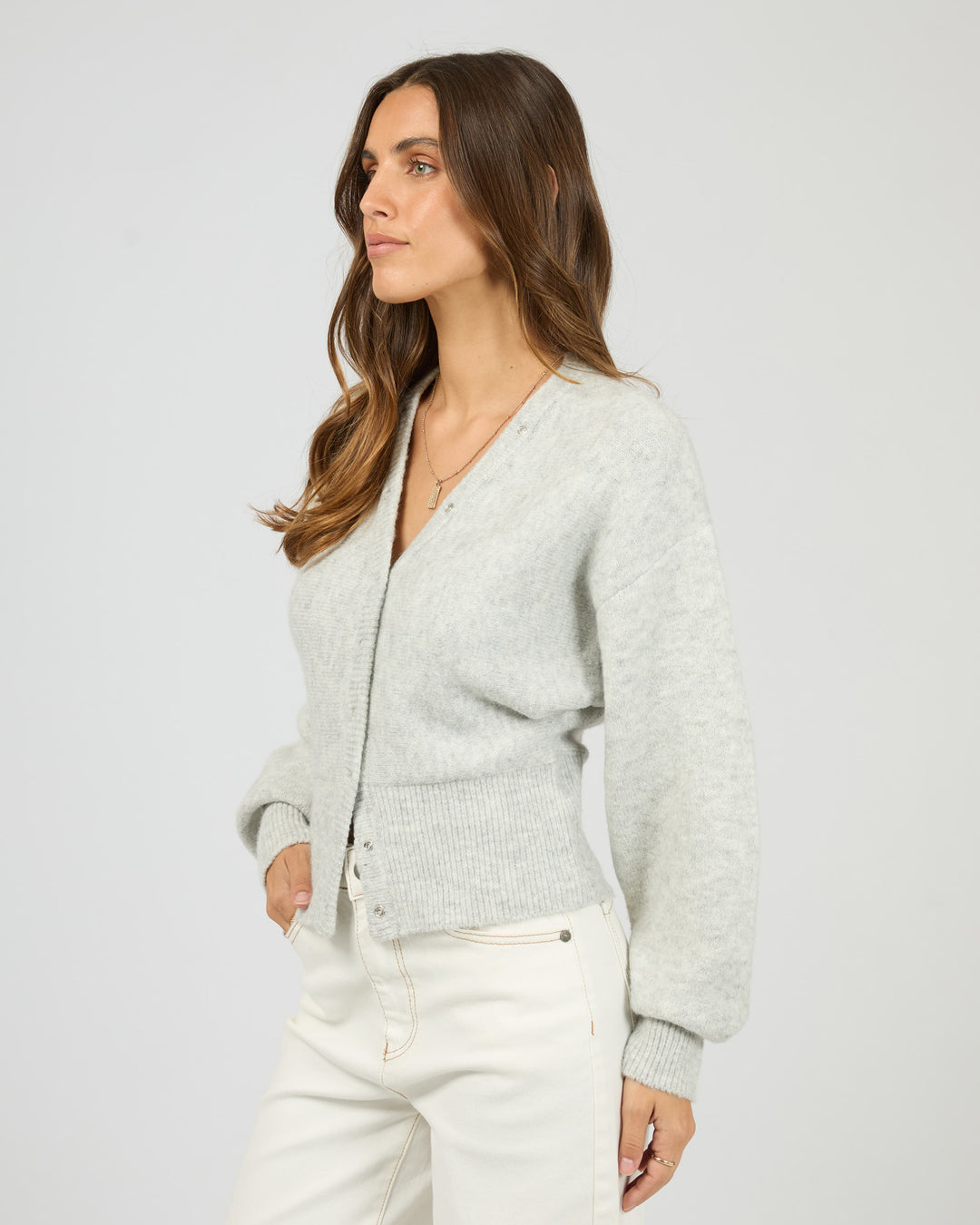 Nelly Knit Cardi Snow Marle