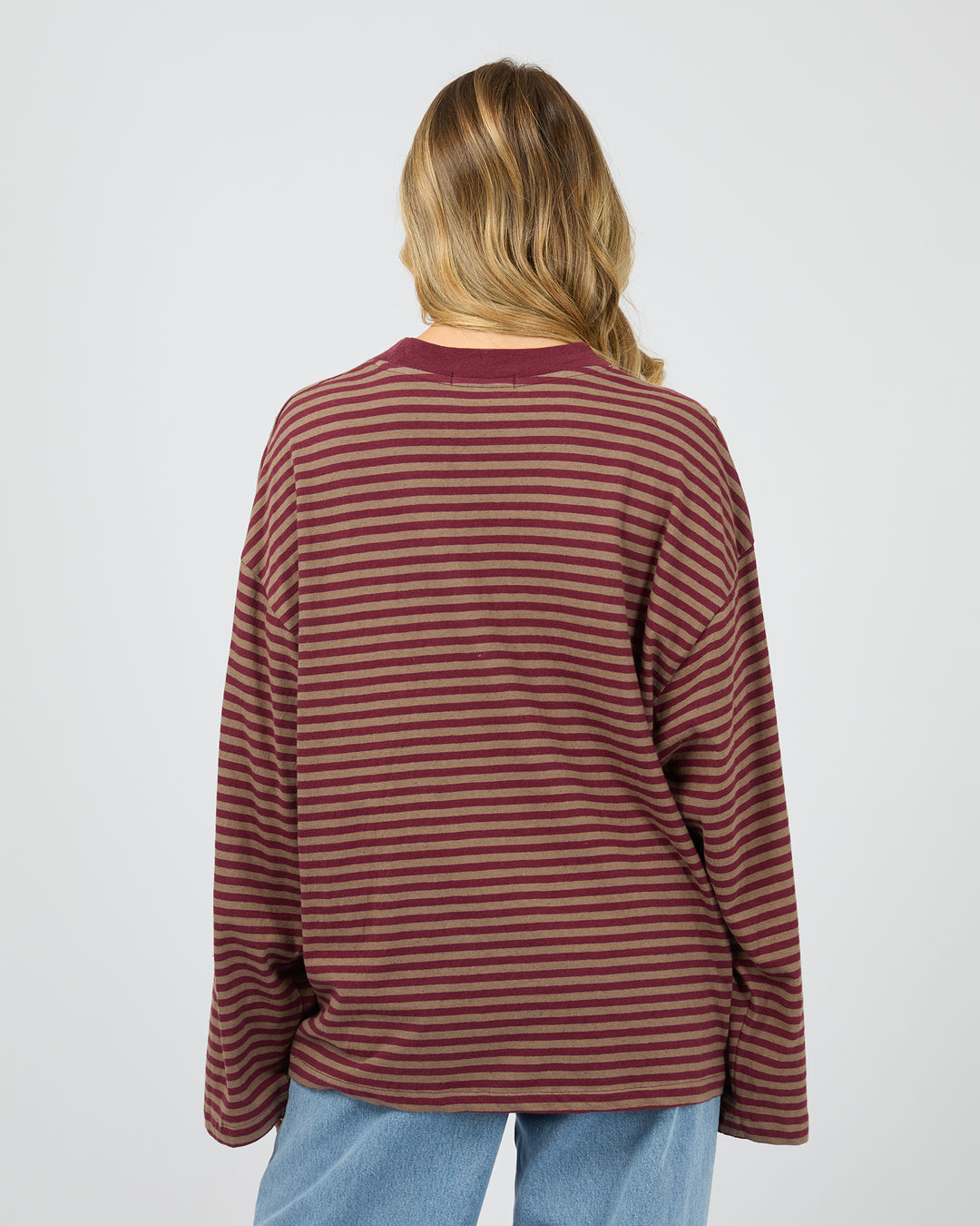 Paloma Long Sleeve Stripe Tee Burgundy
