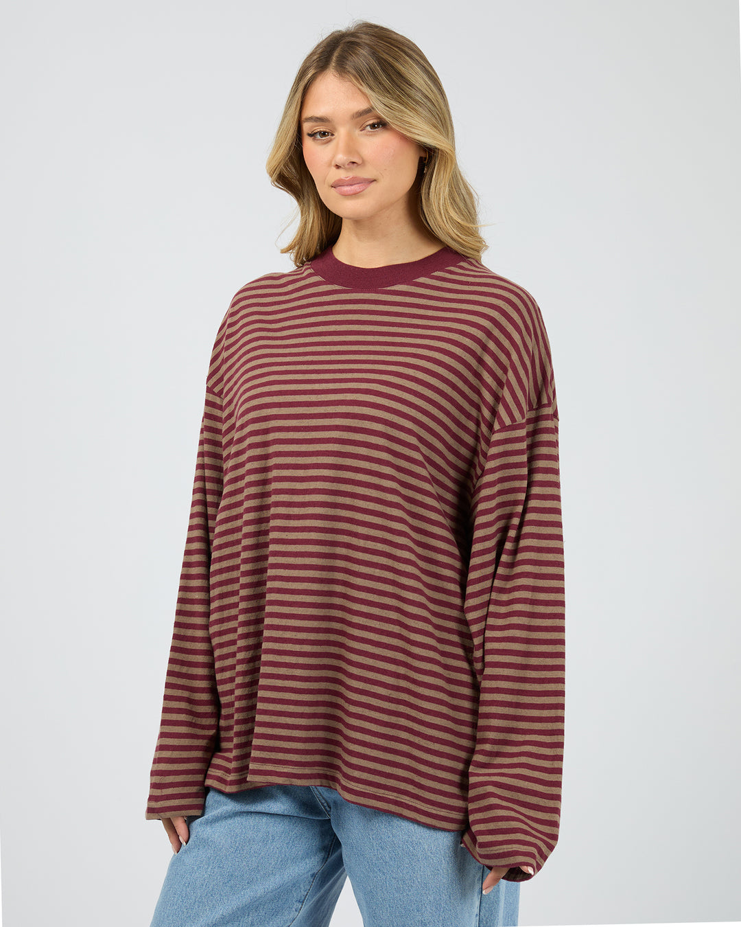 Paloma Long Sleeve Stripe Tee Burgundy