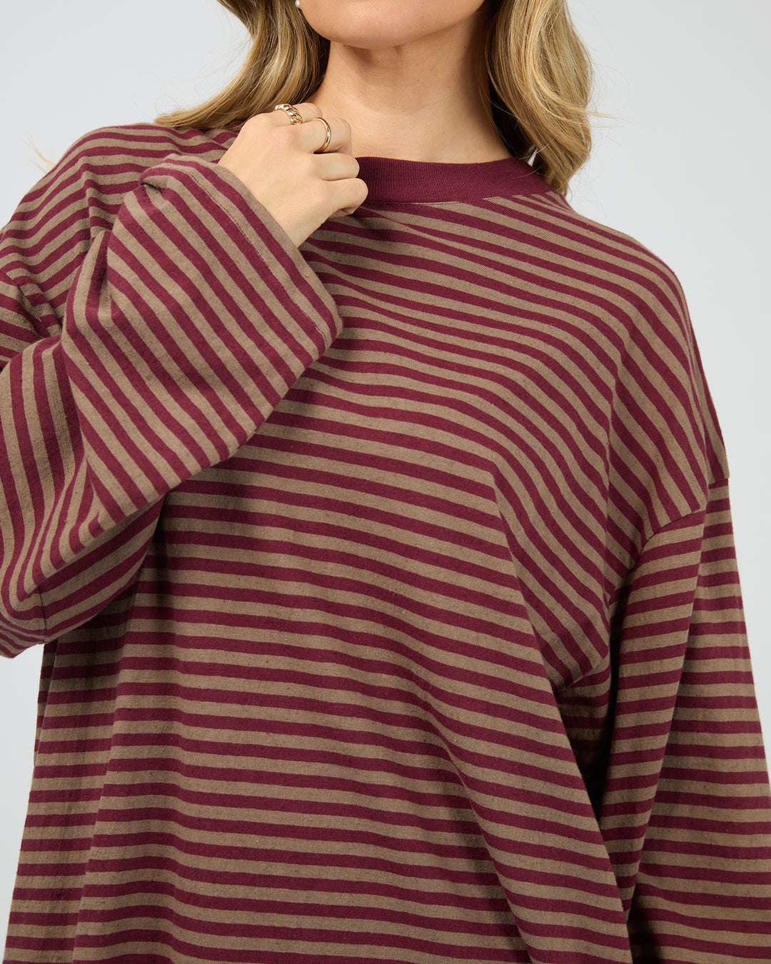 Paloma Long Sleeve Stripe Tee Burgundy