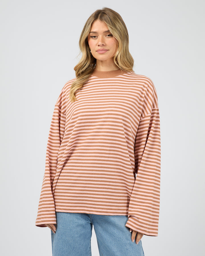 Paloma Long Sleeve Stripe Tee Cinnamon