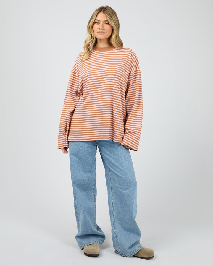 Paloma Long Sleeve Stripe Tee Cinnamon