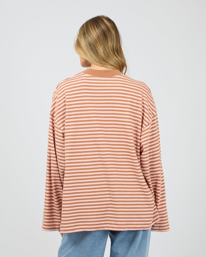 Paloma Long Sleeve Stripe Tee Cinnamon