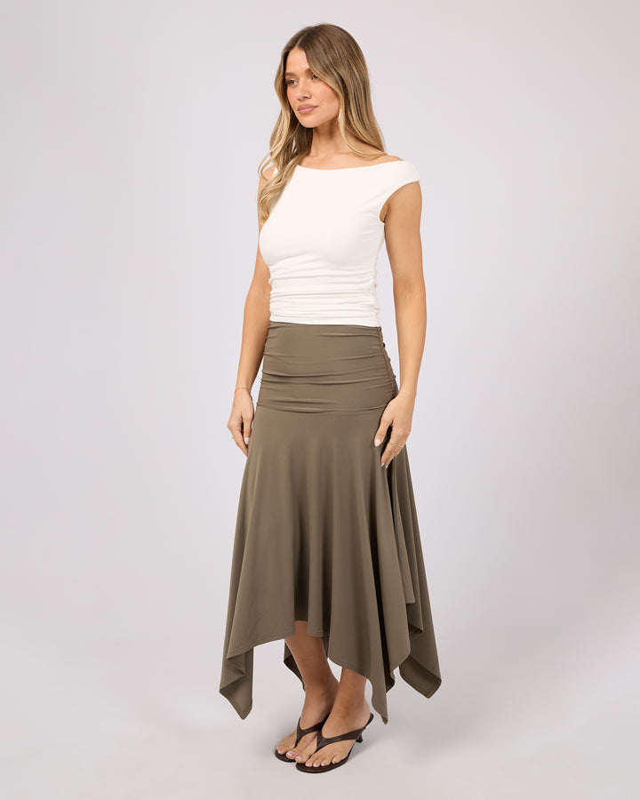 Gemma Midi Skirt Khaki
