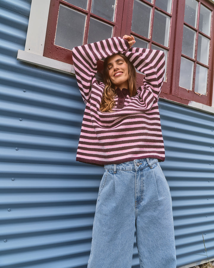 Flossie Stripe Knit Wine