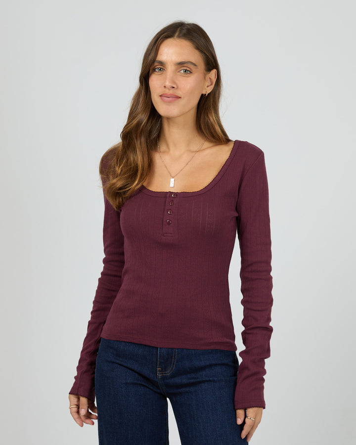 Tia Long Sleeve Top Wine