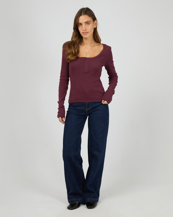 Tia Long Sleeve Top Wine