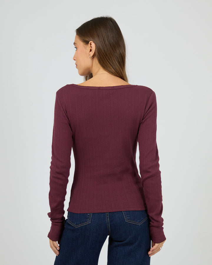 Tia Long Sleeve Top Wine