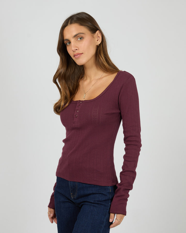 Tia Long Sleeve Top Wine