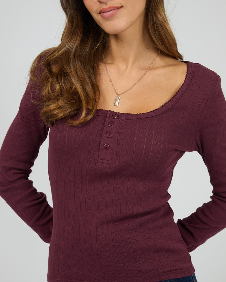 Tia Long Sleeve Top Wine