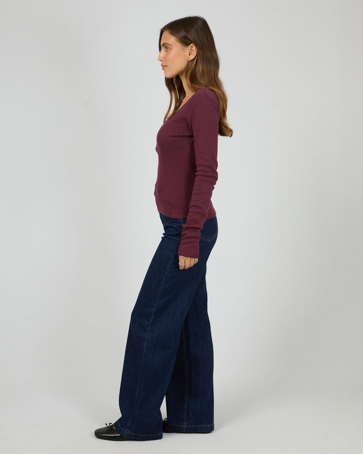 Tia Long Sleeve Top Wine