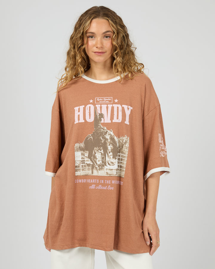 Howdy Oversized Tee Cinnamon