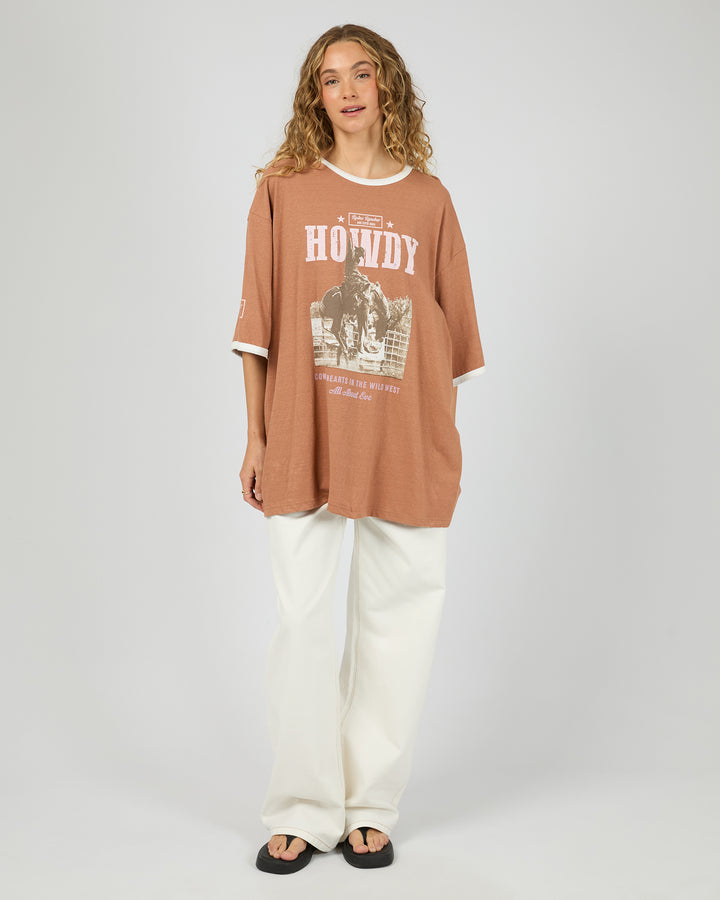 Howdy Oversized Tee Cinnamon