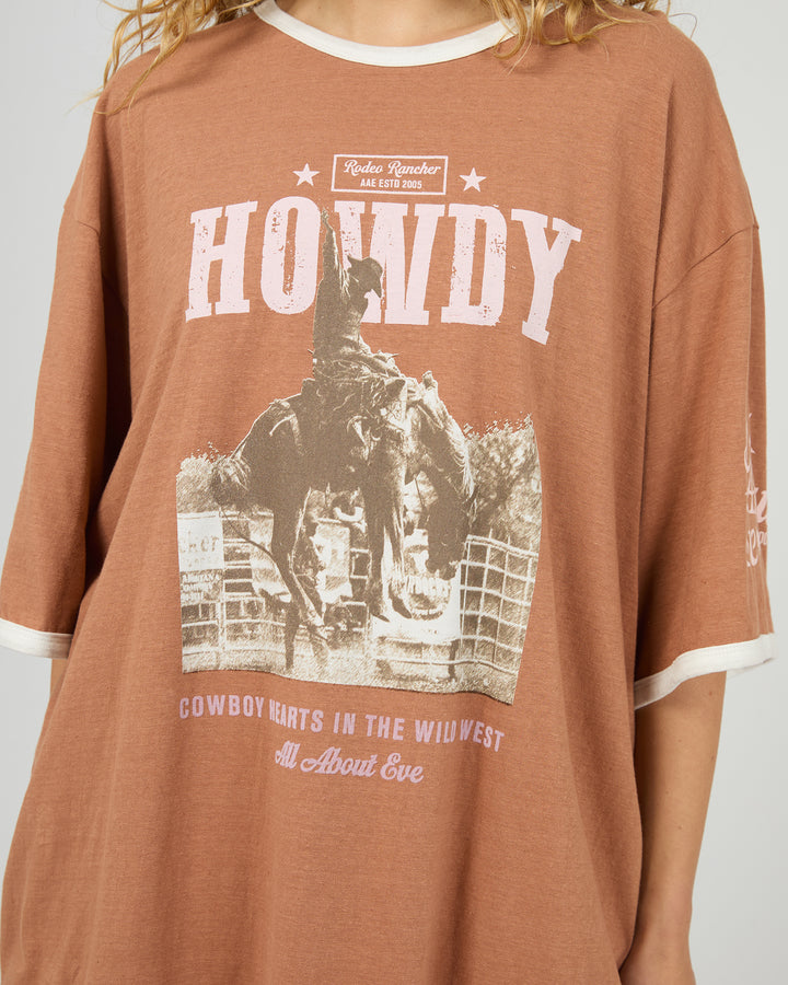Howdy Oversized Tee Cinnamon