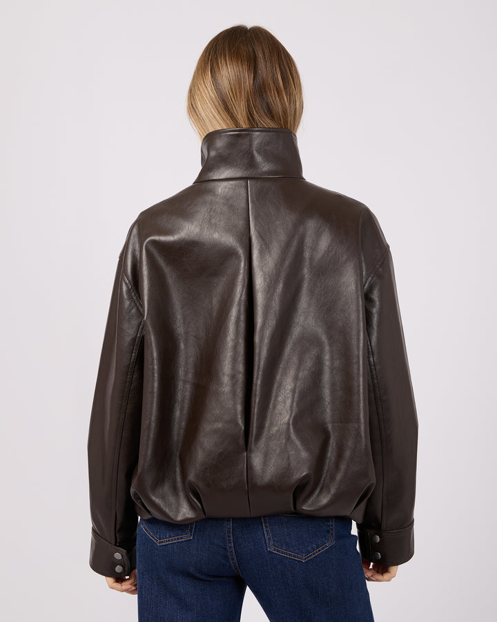 Jaynee Funnel Neck Jacket Chocolate