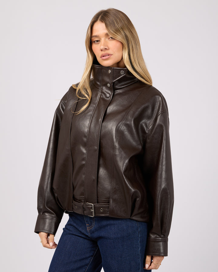 Jaynee Funnel Neck Jacket Chocolate