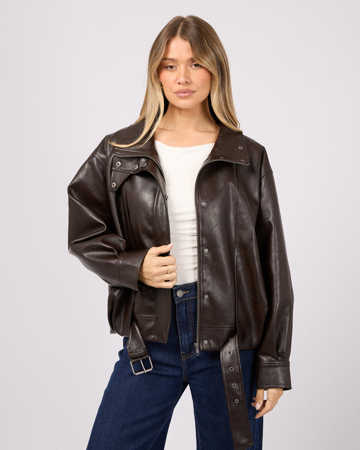Jaynee Funnel Neck Jacket Chocolate