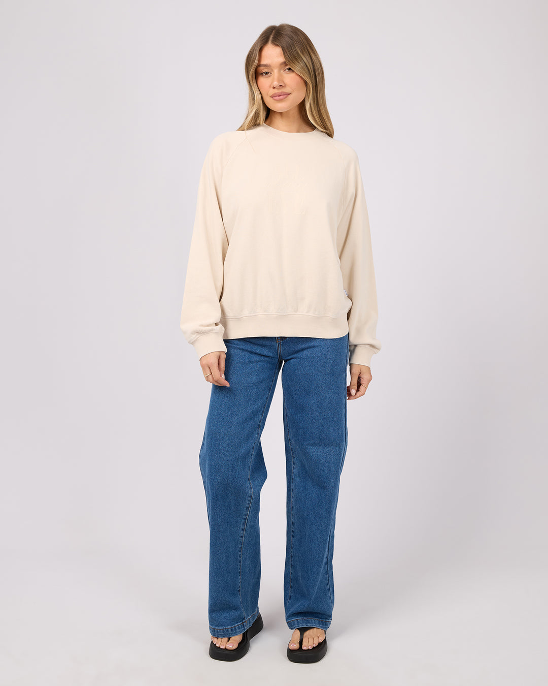 Flynn Washed Box Raglan Crew Vanilla