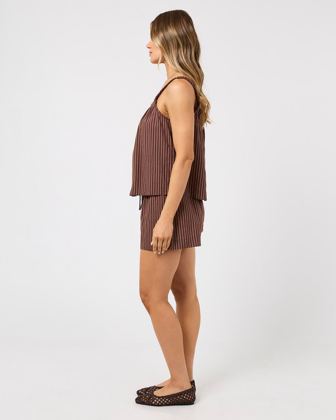 Myla Stripe Top Brown