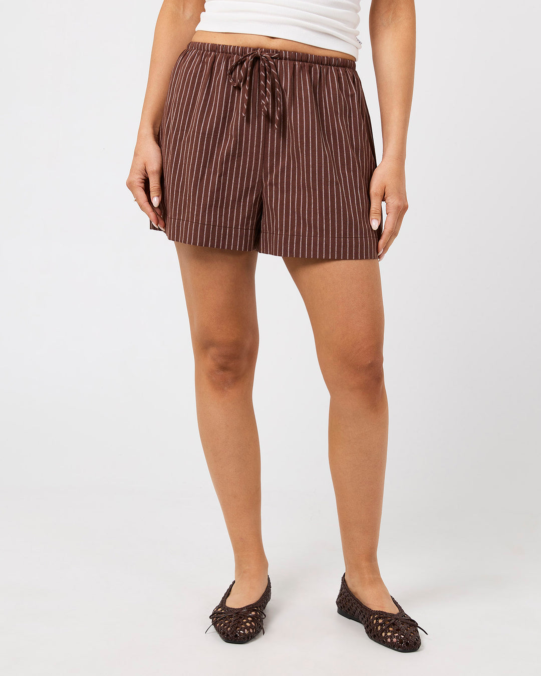 Myla Stripe Short Brown