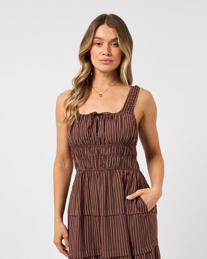 Myla Stripe Maxi Dress Brown