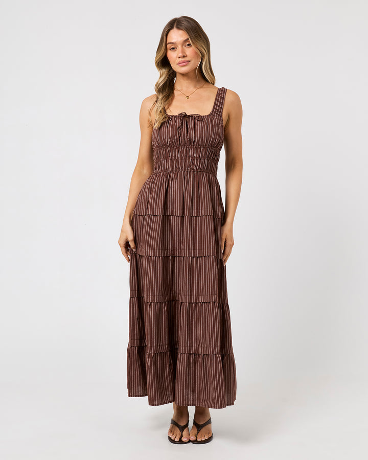 Myla Stripe Maxi Dress Brown